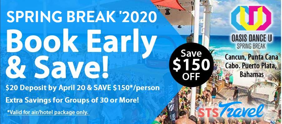 Spring Break 2020 Campus Rep: Sell Trips, Earn cash and Go Free! Book Early and Save!